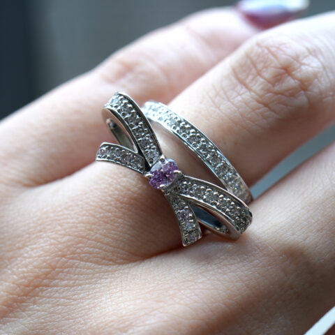 FANCY DEEP PINK PURPLE 0.193ct D0.60ct PT900 リボンエタニティ AGT